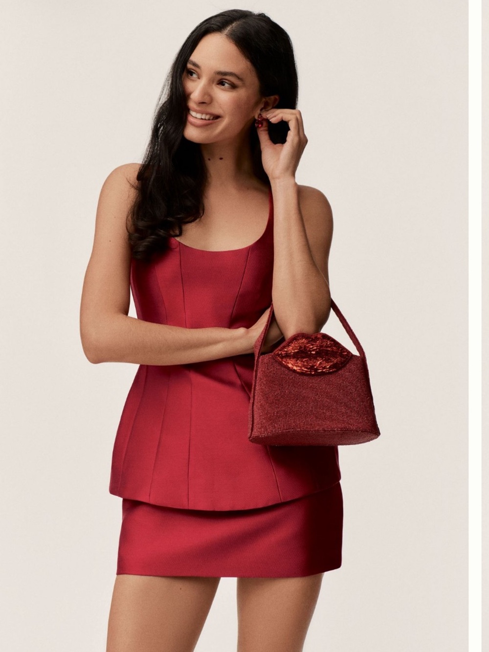Amanda Uprichard Red Sleeveless Mini Dress with Peplum